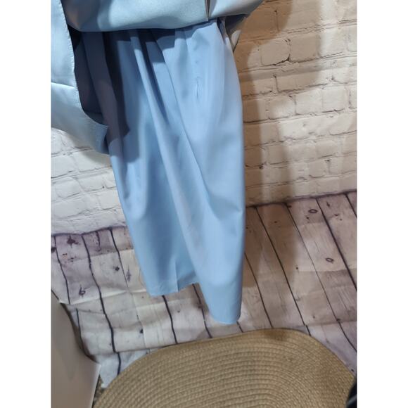 Alfred Sung Pleated Midi Light Ice Blue Fit Flare sleeveless Dress Pockets Sz 14 - Picture 12 of 12